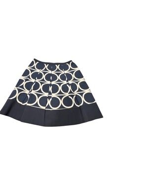 Ann Taylor Petite Black White Geometric Circle Pleated A-Line Skirt Size 2P